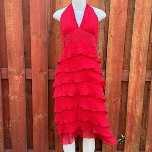 Dave & Johnny Formal Prom Evening Ruffles Flapper Silk Party Dress Size 9/10